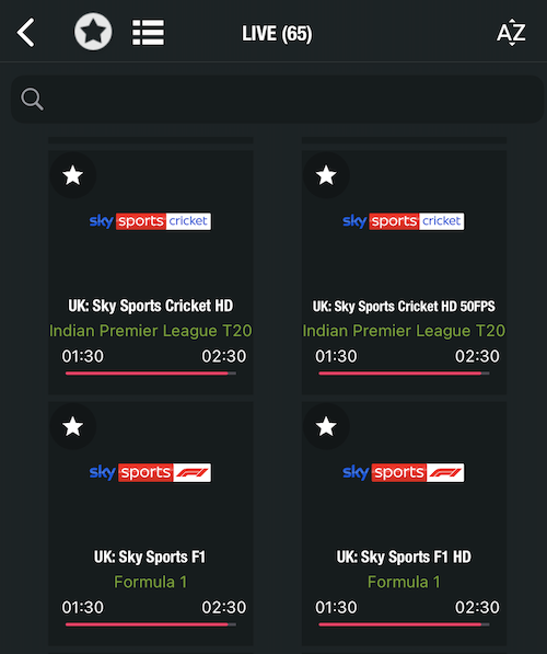 uk channel listing on gse iptv application