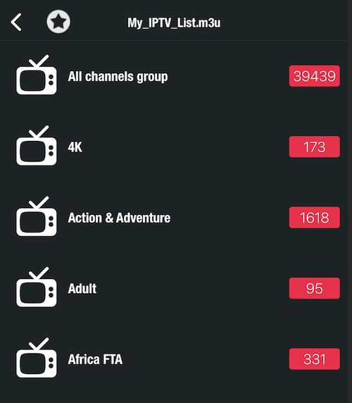 channel listing on gse iptv app